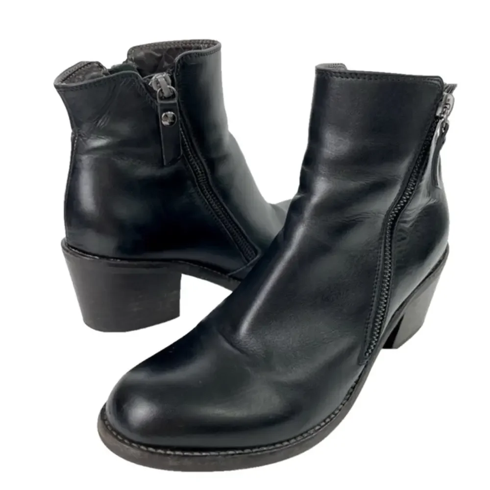 AGL ATTILIO GIUSTI LEOMBRUNI Ella Block Heel Bootie black boots size 37.5
